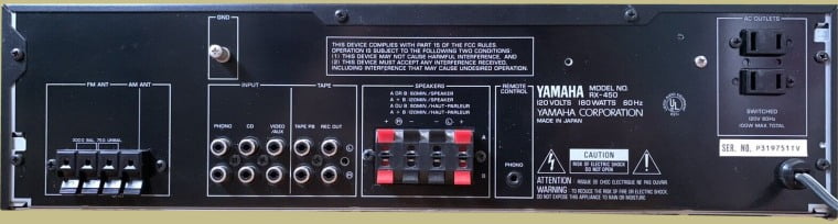 Yamaha RX-450 Back Panel Inputs