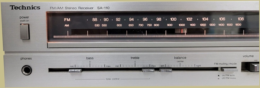 Technics SA-110 Tone Controls