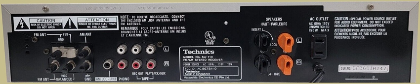 Technics SA-110 Rear Panel