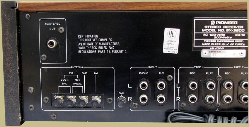 Pioneer SX-3600 Inputs