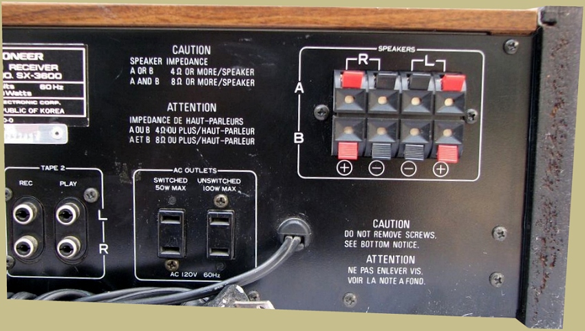 Pioneer SX-3600 Speaker Connections