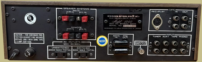 Marantz 1060 Rear Panel